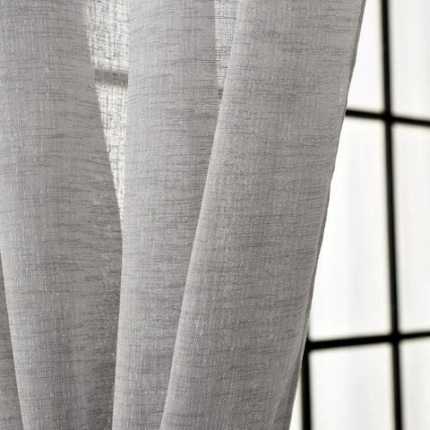 Rootz Curtain Loop Scarf - Transparent Linen Look - Window Decoration - Durable Polyester -Grey - 140x225 cm