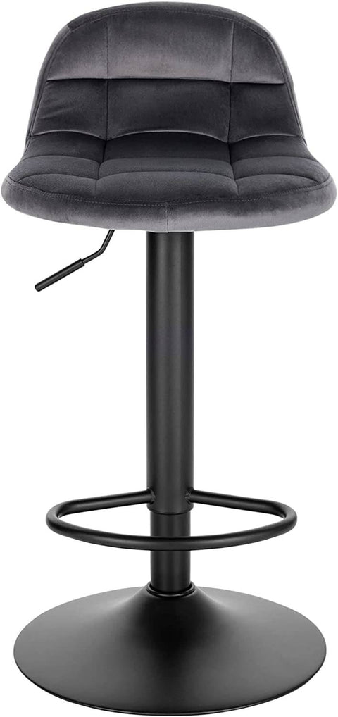 Rootz Velvet Bar Stool - Adjustable Counter Chair - Swivel Barstool - High-Density Foam Comfort - Sturdy Metal Frame - Flexible Height 62-83cm - 39cm x 30cm