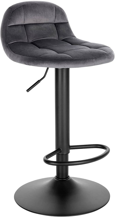 Rootz Velvet Bar Stool - Adjustable Counter Chair - Swivel Barstool - High-Density Foam Comfort - Sturdy Metal Frame - Flexible Height 62-83cm - 39cm x 30cm