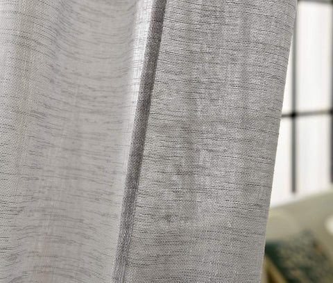 Rootz Linen Look Curtain Loop Scarf - Transparent - Grey - Durable & Breathable - 140cm x 245cm
