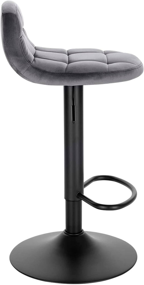 Rootz Velvet Bar Stool - Adjustable Counter Chair - Swivel Barstool - High-Density Foam Comfort - Sturdy Metal Frame - Flexible Height 62-83cm - 39cm x 30cm
