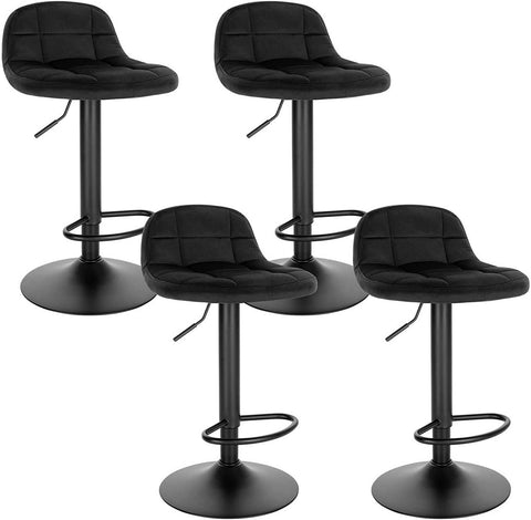 Rootz Velvet Bar Stool - Adjustable Counter Chair - Swivel Seat - High-Density Foam Comfort - Durable Metal Frame - Flexible Height 62-83cm - 39cm x 30cm