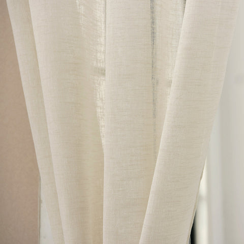 Rootz Set of 2 Transparent Curtains - Sheer Voile Drapes - Linen-Look Cream Curtains - High-Quality Material, Perfect Light Filtration, Easy Maintenance - 140cm x 245cm