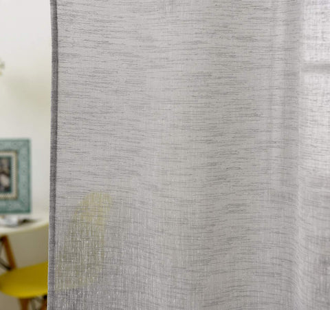 Rootz Loop Scarf Curtain - Transparent Voile - Linen Look - Breathable - Grey - 140x245cm