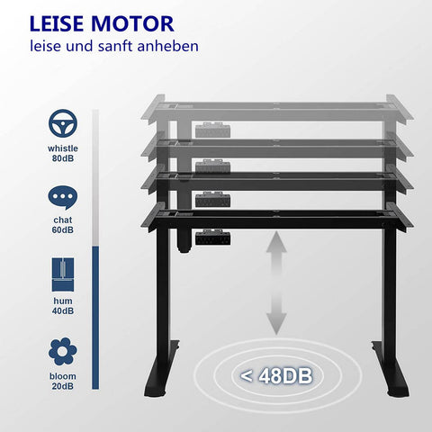 Rootz Adjustable Desk Frame - Electric Standing Desk - Motorized Sit-Stand Workstation - Ergonomic Design, Memory Settings, Safety Features - 70cm-114cm x 110cm-138cm