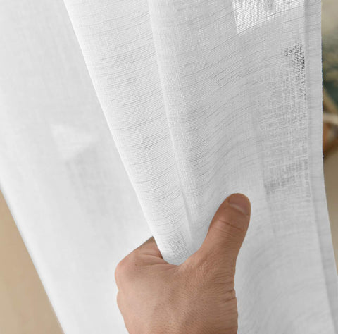 Rootz Transparent Curtain Loop Scarf - Window Curtain - Linen Optics - Sun Protection - 140cm x 175cm