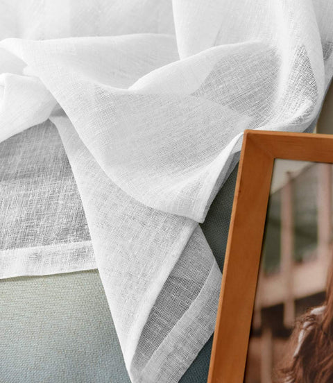 Rootz Transparent Curtain Loop Scarf - Window Curtain - Linen Optics - Sun Protection - 140cm x 175cm