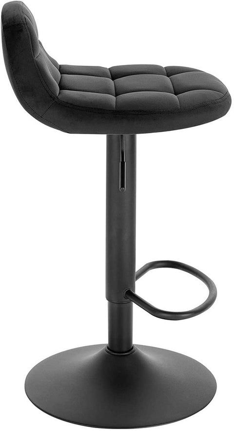 Rootz Velvet Bar Stool - Adjustable Counter Chair - Swivel Seat - High-Density Foam Comfort - Durable Metal Frame - Flexible Height 62-83cm - 39cm x 30cm