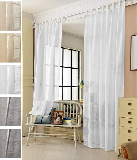 Rootz Linen Look Curtain Loop Scarf - Transparent - Grey - Durable & Breathable - 140cm x 245cm