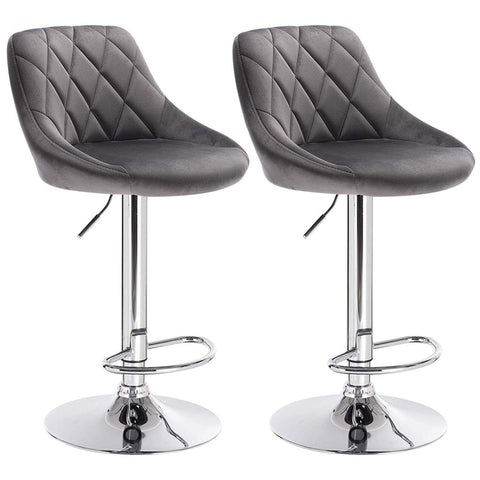Rootz Luxurious Velvet Bar Stools - Adjustable Counter Chairs - Swivel Barstools - Comfortable Seating - Height Adjustable - Durable Frame - 84cm-106cm x 35cm x 38cm