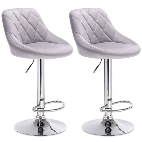 Rootz Luxurious Velvet Bar Stools - Adjustable Counter Chairs - Swivel Barstools - Plush Comfort - Height Adjustable 84-106cm - Easy to Clean - 35cm x 38cm