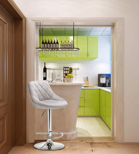 Rootz Luxurious Velvet Bar Stools - Adjustable Counter Chairs - Swivel Barstools - Plush Comfort - Height Adjustable 84-106cm - Easy to Clean - 35cm x 38cm