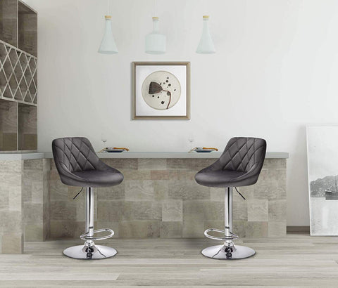 Rootz Luxurious Velvet Bar Stools - Adjustable Counter Chairs - Swivel Barstools - Comfortable Seating - Height Adjustable - Durable Frame - 84cm-106cm x 35cm x 38cm