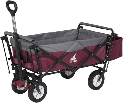 Rootz Foldable Handcart with Roof - Utility Wagon - Garden Cart - Durable 600D Polyester - Easy Storage - Heavy-Duty 80kg Capacity - 120cm x 51cm x 93cm