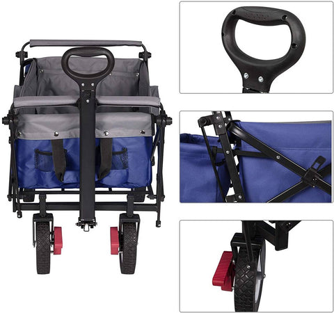 Rootz Foldable Handcart - Utility Wagon - Garden Cart - Durable Construction - Heavy-Duty Load Capacity - Easy Storage - 120cm x 51cm x 93cm