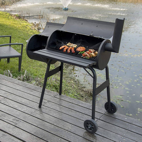 Rootz Ultimate Charcoal Grill - Outdoor BBQ Grill - Portable Barbecue - Enhanced Mobility, Dual Cooking Chambers, Integrated Temperature Control - Steel - 115cm x 53cm x 114cm
