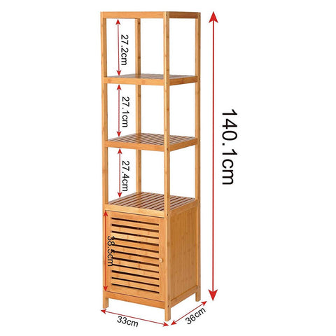 Rootz Bamboo 5-Shelf Organizer - Storage Rack - Display Shelf - High-Quality, Durable, Space-Saving - 36cm x 33cm x 140.1cm
