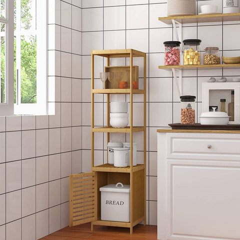 Rootz Bamboo 5-Shelf Organizer - Storage Rack - Display Shelf - High-Quality, Durable, Space-Saving - 36cm x 33cm x 140.1cm