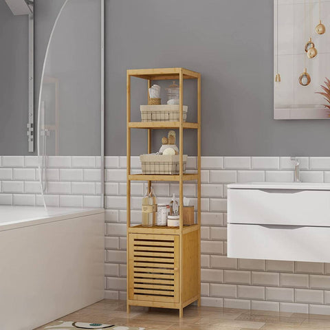 Rootz Bamboo 5-Shelf Organizer - Storage Rack - Display Shelf - High-Quality, Durable, Space-Saving - 36cm x 33cm x 140.1cm