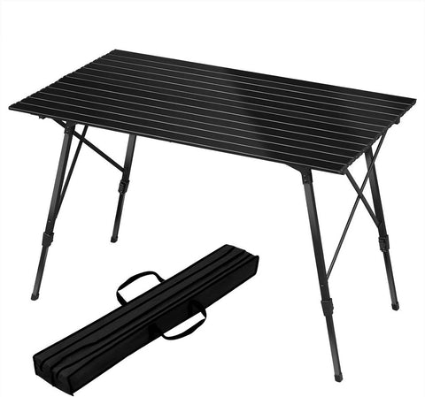 Rootz Aluminum Camping Table - Portable Folding Table - Adjustable Picnic Table - Weather-Resistant, Lightweight, Sturdy - 68.5cm x 59-78.5cm x 120cm