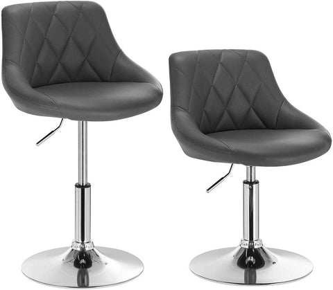Rootz Set of 2 Bar Stools - Counter Stools - Adjustable Swivel Chairs - Comfortable & Ergonomic - Sturdy & Safe - Easy Maintenance - Faux Leather - 47cm x 37cm x 66-82cm