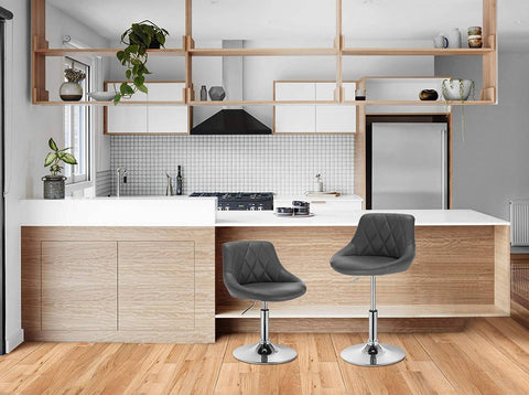 Rootz Set of 2 Bar Stools - Counter Stools - Adjustable Swivel Chairs - Comfortable & Ergonomic - Sturdy & Safe - Easy Maintenance - Faux Leather - 47cm x 37cm x 66-82cm