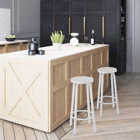Rootz Modern Minimalist Bar Stool - Scandinavian Style - Industrial Design - Sturdy & Durable - Ergonomic Comfort - Space-Saving - 30cm x 71cm - White