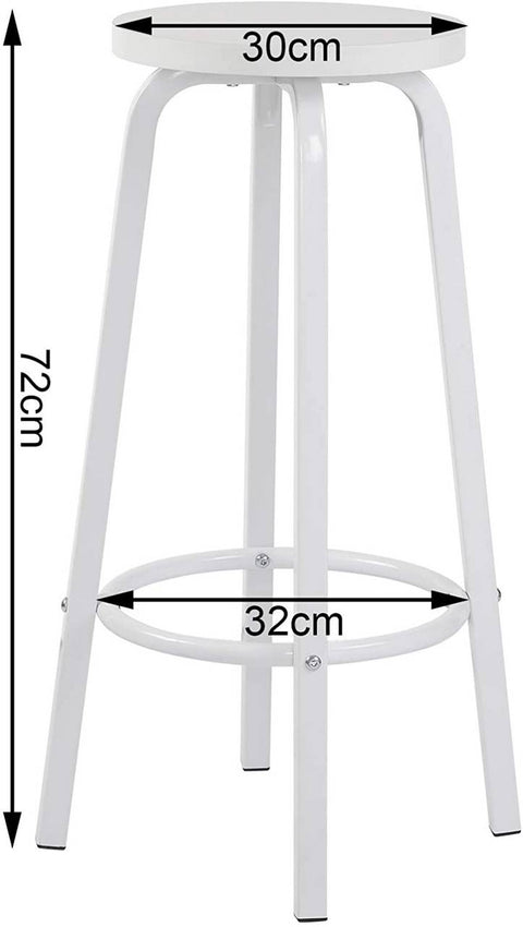 Rootz Modern Minimalist Bar Stool - Scandinavian Style - Industrial Design - Sturdy & Durable - Ergonomic Comfort - Space-Saving - 30cm x 71cm - White