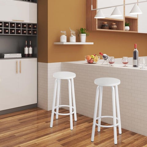 Rootz Modern Minimalist Bar Stool - Scandinavian Style - Industrial Design - Sturdy & Durable - Ergonomic Comfort - Space-Saving - 30cm x 71cm - White