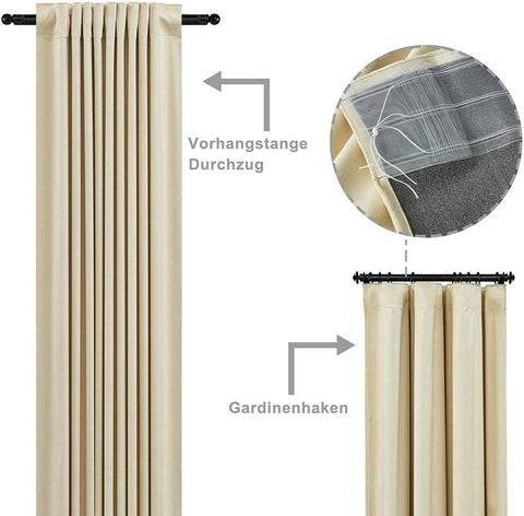 Rootz Luxurious Velvet Blackout Curtains - Drapes - Window Coverings - Light Blocking - Thermal Insulation - Easy Installation - 140cm x 225cm/245cm/270cm
