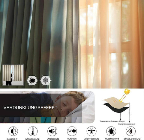 Rootz Disassembly Curtain - Opaque Curtain - Energy-Saving Drapes - Sound Absorption - Brown 135x225 cm