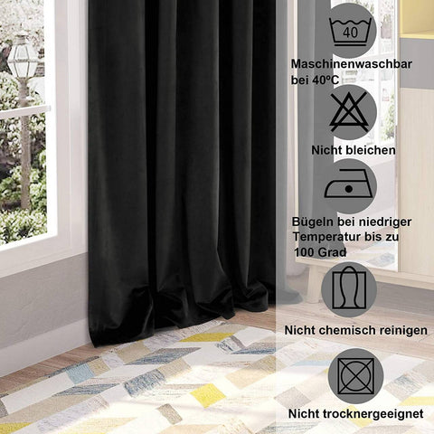 Rootz Luxurious Velvet Blackout Curtains - Privacy Drapes - Light Blocking Panels - High-Quality Material - Easy Installation - Machine Washable - 140cm x 225cm/245cm/270cm