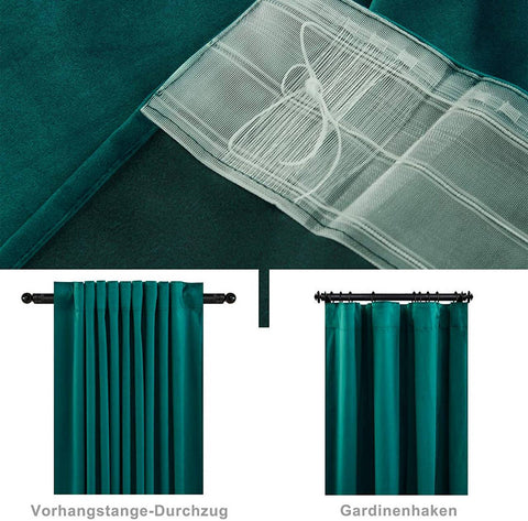 Rootz Luxurious Velvet Blackout Curtains - Drapes - Window Coverings - Light Blocking - Energy Efficient - Easy Installation - 140cm x 225cm/245cm/270cm