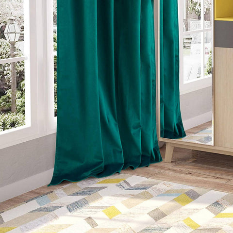 Rootz Luxurious Velvet Blackout Curtains - Drapes - Window Coverings - Light Blocking - Energy Efficient - Easy Installation - 140cm x 225cm/245cm/270cm