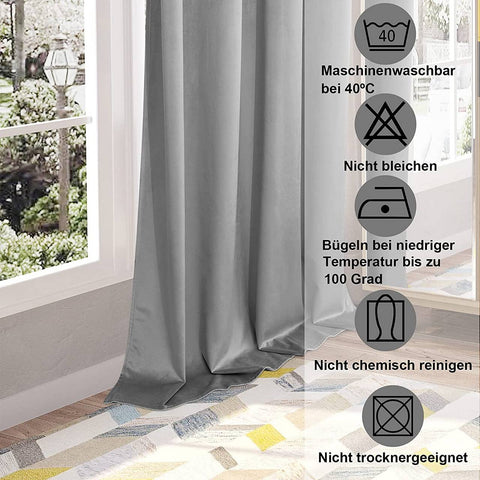 Rootz Luxury Velvet Blackout Curtains - Privacy Drapes - Insulating Panels - Easy Installation - Machine Washable - 140cm x 225cm/245cm/270cm