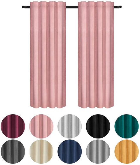Rootz Luxury Velvet Blackout Curtains - Drapes - Window Coverings - Insulating - Light Blocking - Easy Install - 140cm x 225cm/245cm/270cm