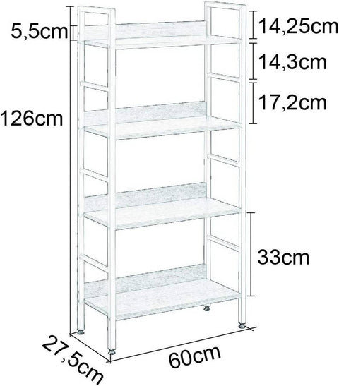 Rootz Modern High Shelf Bookcase - Display Shelf - Storage Unit - Durable & Attractive Design - Easy Maintenance - Stable & Sturdy - 60cm x 27.5cm x 126cm