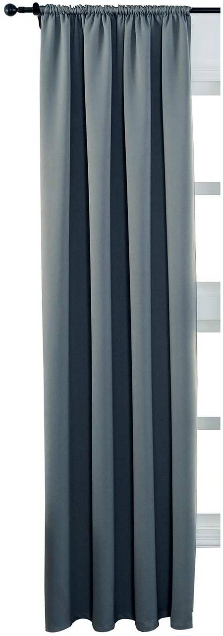 Rootz Slate Grey Opaque Curtain - Blackout Drapes - Thermal Insulation - Energy Saving - 135cm x 245cm