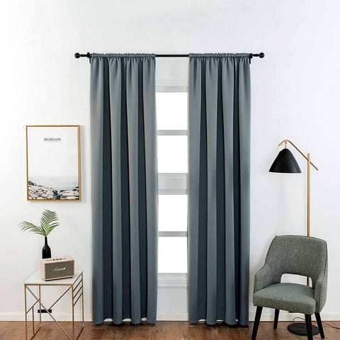 Rootz Slate Grey Opaque Curtain - Blackout Drapes - Thermal Insulation - Energy Saving - 135cm x 245cm