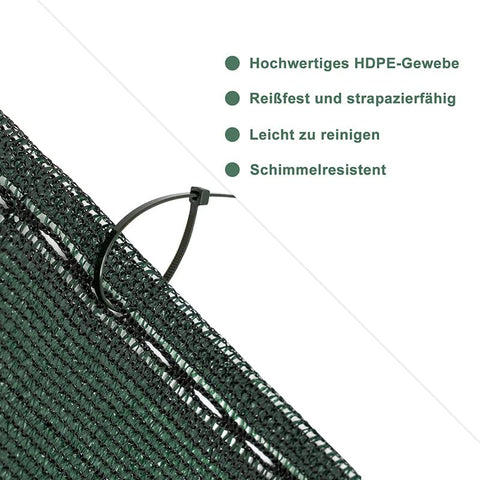 Rootz HDPE gebreid privacyhekscherm - beschermingsscherm - UV- en scheurbestendig - duurzaam - koeleffect - eenvoudige installatie - meerdere maten (1m-2m x 6m-30m)