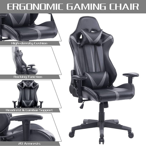 Rootz Ultimate Comfort Gaming Chair - Ergonomic Office Chair - Adjustable Computer Chair - Exceptional Comfort - Ergonomic Support - Adjustable Customization - 127cm-135cm x 57cm x 54cm
