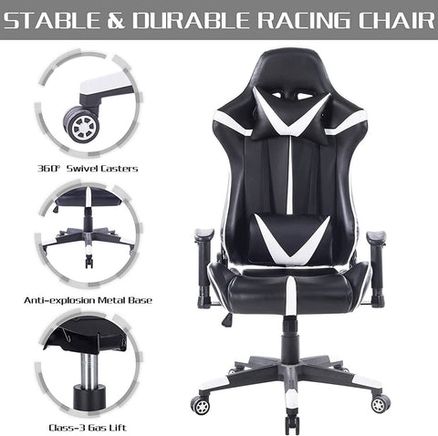 Rootz Ultimate Gaming Chair - Bureaustoel - Ergonomische computerstoel - Schuim met hoge dichtheid - Verstelbare steun - Duurzame constructie - 57 cm x 54 cm x 127-135 cm