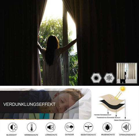 Rootz Single Curtain Panel - Drapes - Blackout Curtains - Thermal Insulation - Champagne 135x225cm