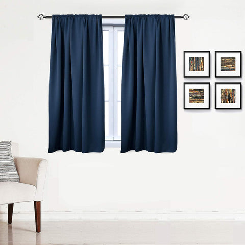 Rootz Blue Thermal Blackout Curtain - Darkening Drapes - Energy-Saving and Noise-Reducing Curtains - 135x175cm - Premium Polyester 250g/m²