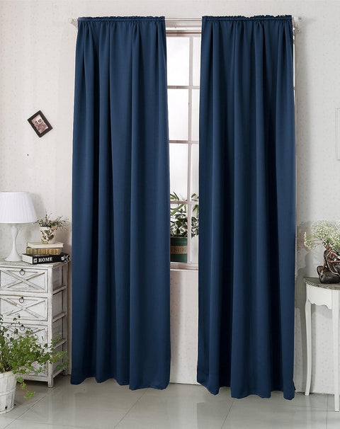 Rootz Blue Opaque Curtains - Blackout Drapes - Thermal Insulating Curtains - Energy-Saving - 245cm x 135cm