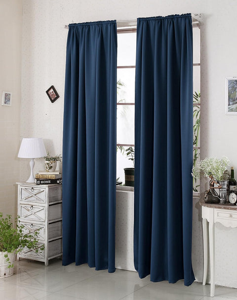 Rootz Blue Opaque Curtains - Blackout Drapes - Thermal Insulating Curtains - Energy-Saving - 245cm x 135cm
