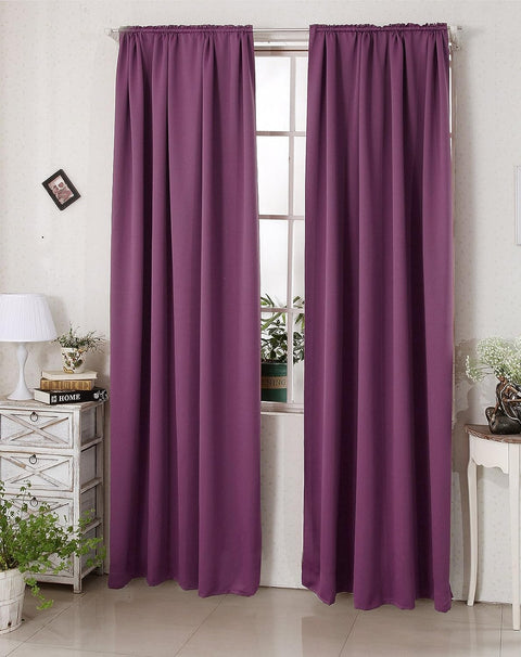 Rootz Purple Blackout Curtain - Opaque Drapes - Light Blocking Curtains - Energy Efficient - 135cm x 245cm