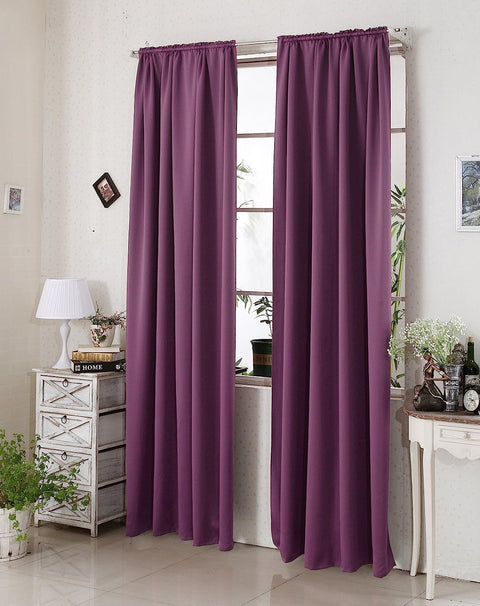 Rootz Purple Blackout Curtain - Opaque Drapes - Light Blocking Curtains - Energy Efficient - 135cm x 245cm