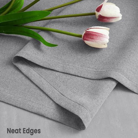 Rootz Gray Linen Look Curtain - Semi-Transparent Voile - Window Drapes - UV Protection - 135x245 cm - Polyester Fabric