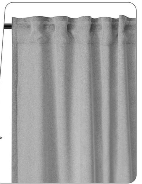 Rootz Curtain Set - Linen Look Drapes - Semi-Transparent Voile Curtains - UV Protection - Grey 2 Piece - 135cm x 175cm